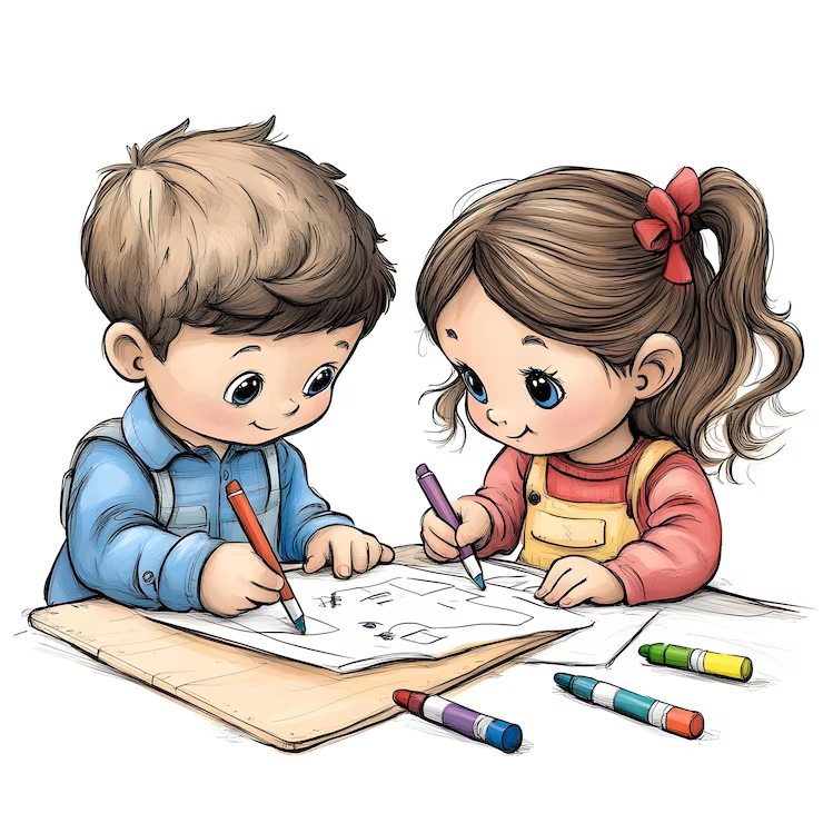 Young students brainstorming and sketching proposal